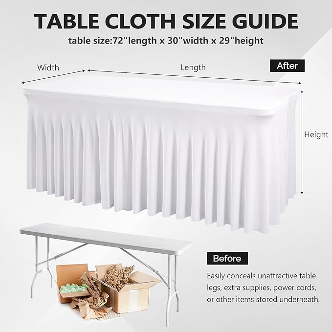 Wish Care 2 Pack White Spandex Table Clothes - Image 3