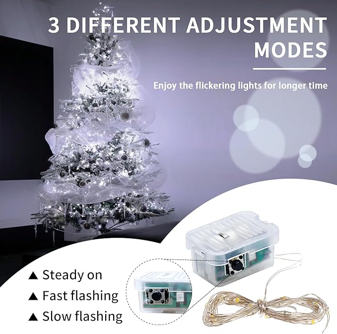 50 Pack White Fairy Lights 7Ft 20 LED Twinkle String Lights 3 Modes Battery - Image 3
