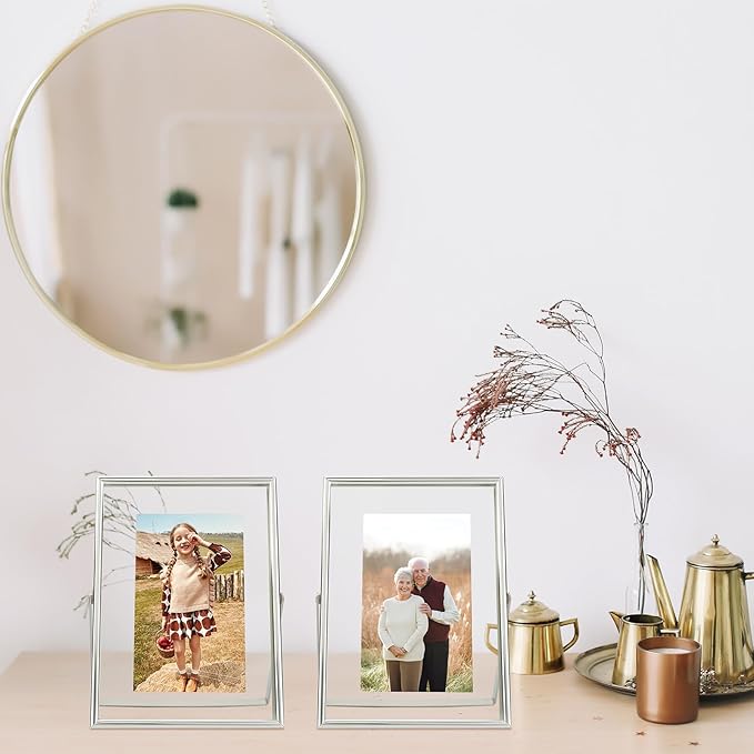 Silver Floating Frame, For Picture 4x6, Small Desktop Photo Frame, Classy Gift - Image 7