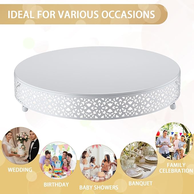 Wenqik Cake Stand 14 Inch Round Metal Cupcake Dessert Wedding Cake Stand - Image 3