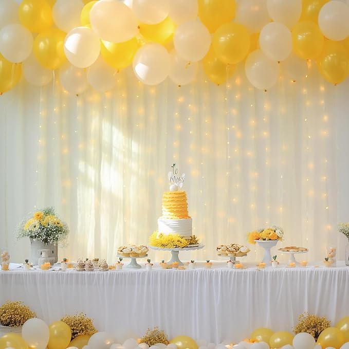 10×10ft Cream White Tulle Backdrop Curtain - Image 4
