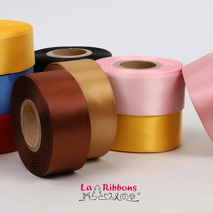 LaRibbons Pale Gold Satin Ribbon 1 Inch 25 Yards Double Faced Gold Silk Ribbon - Image 7