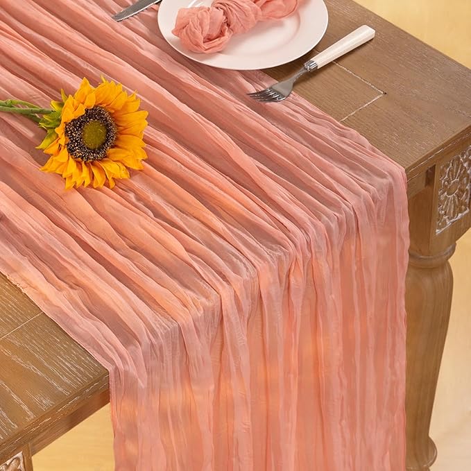 Coral Pink Cheesecloth Table Runner 6 Pack Fall Table Runners Boho Gauze 120 - Image 5