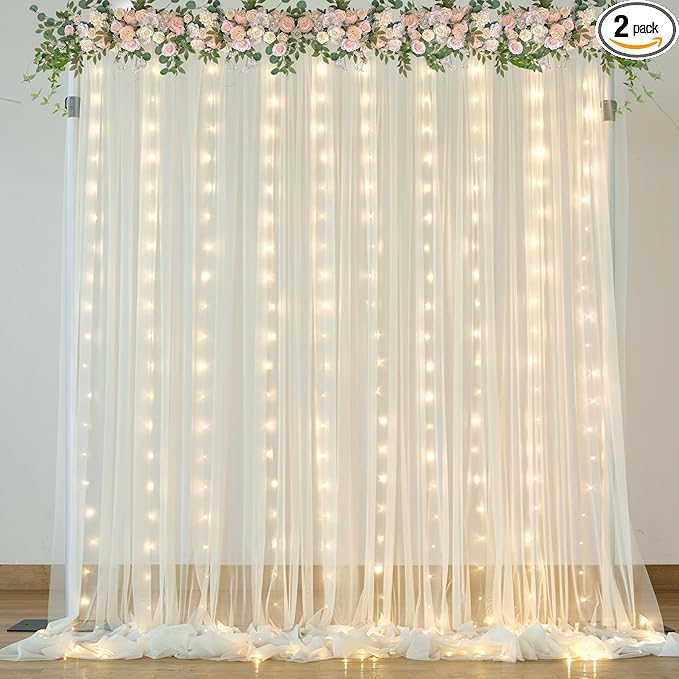 Ivory Tulle Backdrop Curtains by Suppromo