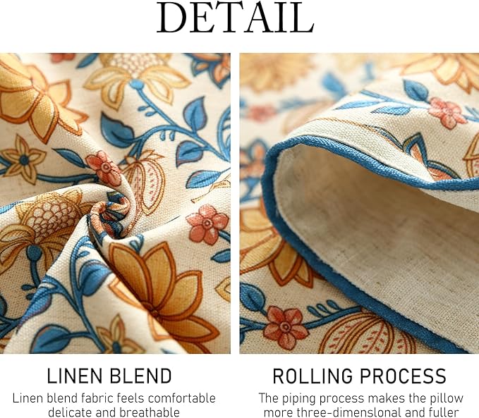 ISAENNE Designer Bohemian Elegant Linen Table Runner 71 Inches Long, Floral - Image 6