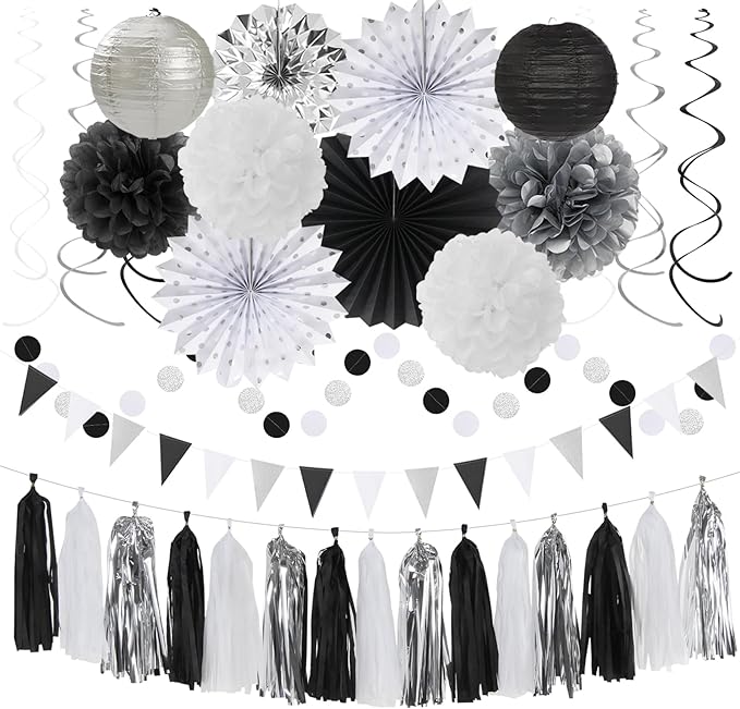 Black White-Silver Party-Decorations by Hugtmr