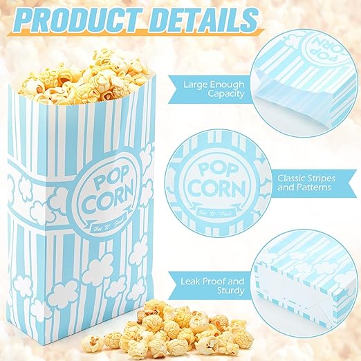 200 Pcs Paper Popcorn Bags Bulk 2 oz Large Flat Bottom Boxes Red and White - Image 6