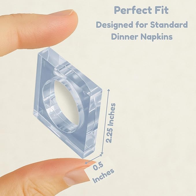 Acrylic Set of 12 Square Beveled Napkin Ring - Image 4