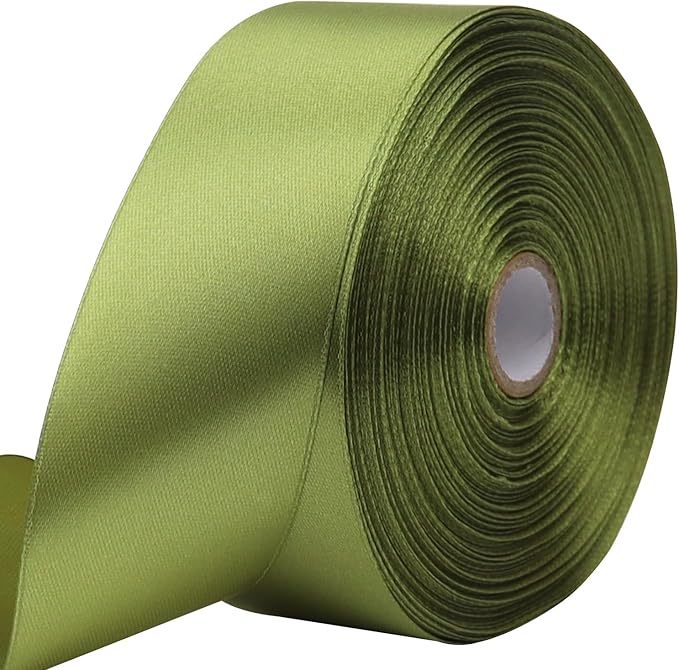 Light Green Solid Satin Ribbon 1-1/2 Inch 50 Yards Solid Polyester Fabric Ribbon by Riunbb