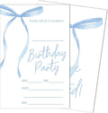 SIXEIGHT Blue Bow Birthday Invitations Blue Ribbon Bow Birthday Party by SIXEIGHT