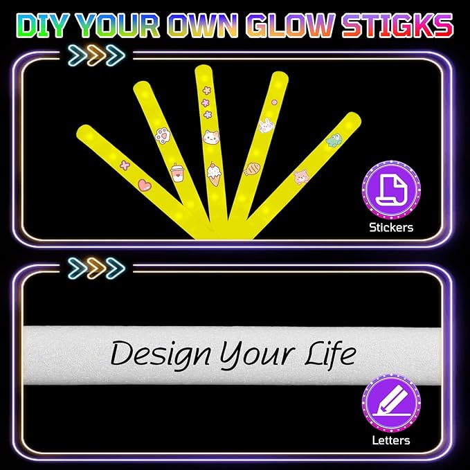 Foam Glow Sticks Bulk, Glow Party Supplies - Image 5