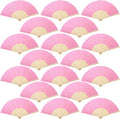 Aneco 18 Pieces Pink Handheld Cloth and Bamboo Folding Fans by Aneco