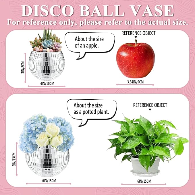 8 PCS Silver Disco Ball Vase, Glass Disco Ball Planter Candle Holder Vase Bulk - Image 3