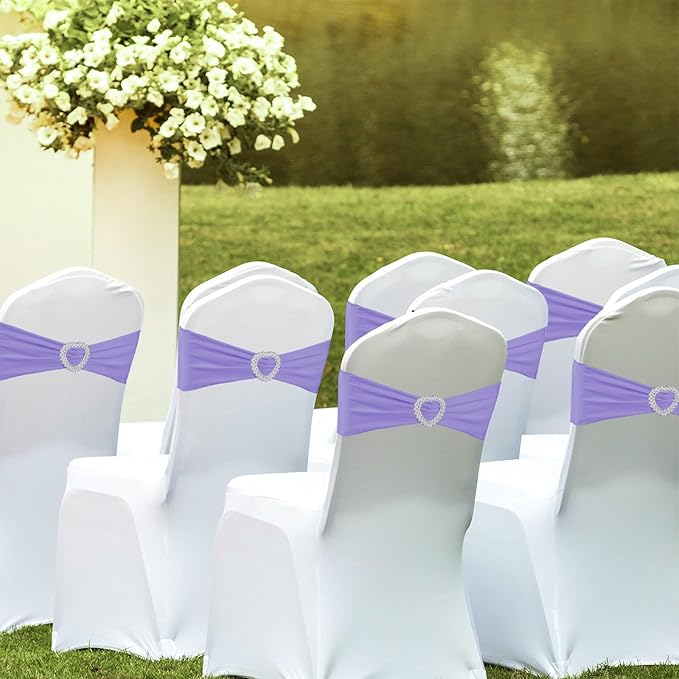 100PCS Spandex Chair Sashes Bows Universal Stretch Elastic Chair Cover Band Ties - Image 2