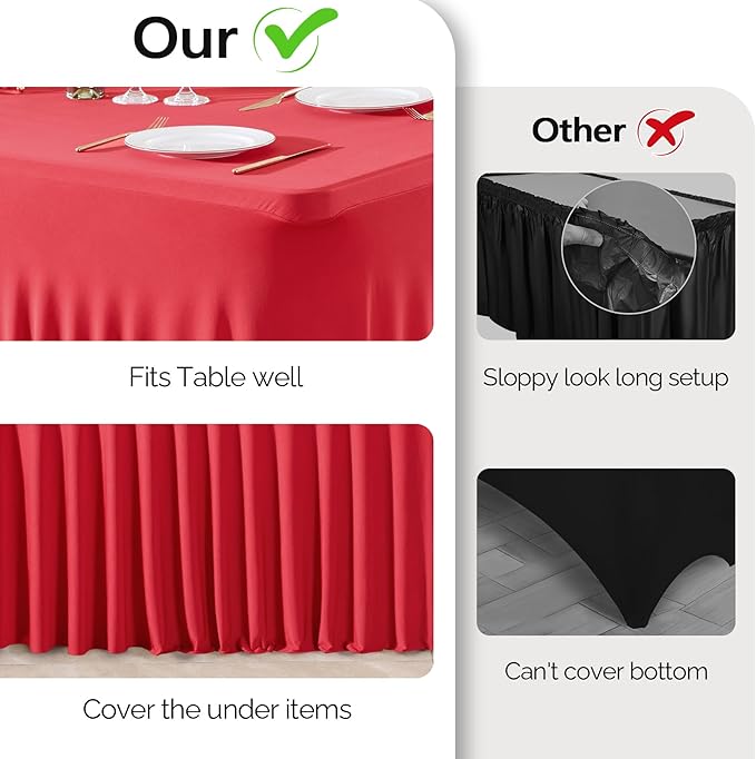 2 Pack Red Spandex Table Clothes - Image 3