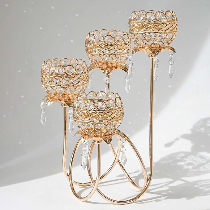 4 Arms Crystal Candelabra Tealight Holder by kehail