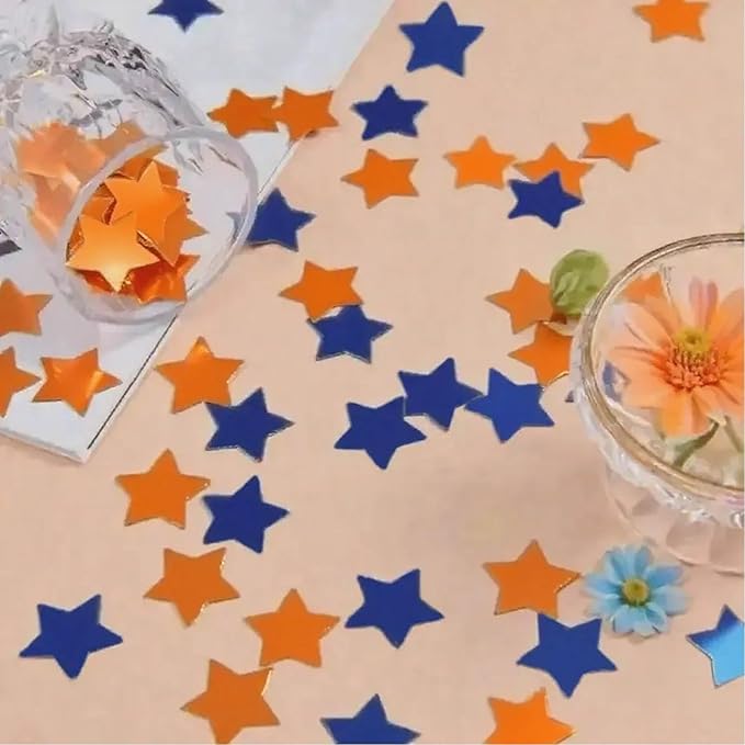 Orange Blue Metallic Foil Star Confetti 0.78inch/2cm 8000Pcs Table Confetti - Image 2
