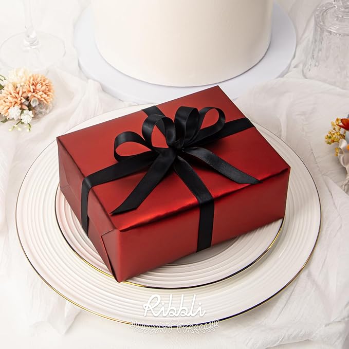 Ribbli Black Satin Ribbon Double Faced Satin 1/2 Inch x Continuous 100 - Image 2