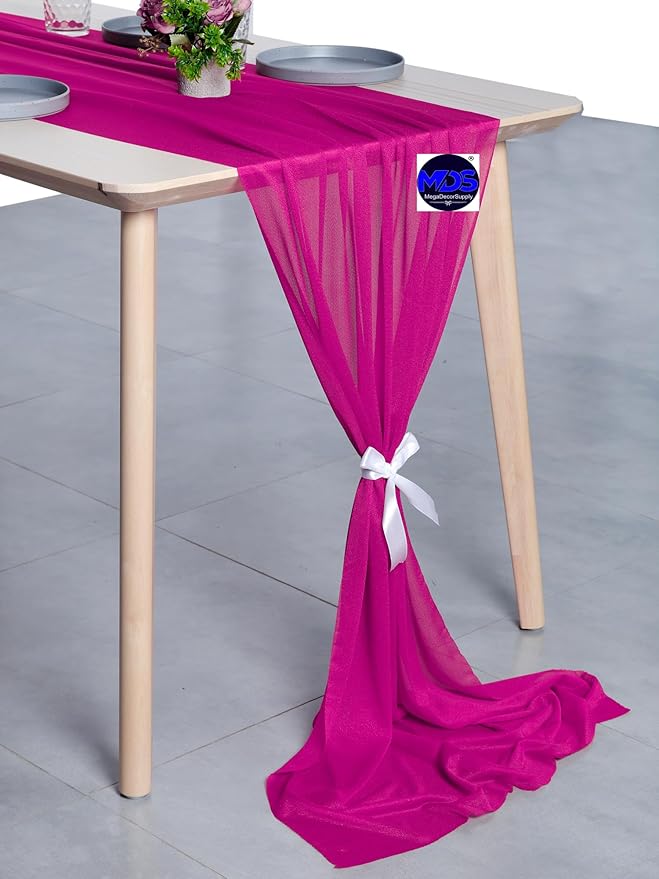MDS 20 Pack 10ft Chiffon Table Runner 29 x 120 Inches Sheer Wedding Runner - Image 3