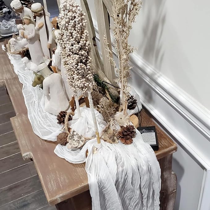 White Cheesecloth Table Runner, 10Ft Boho Gauze Cheese Cloth Table Runner - Image 7