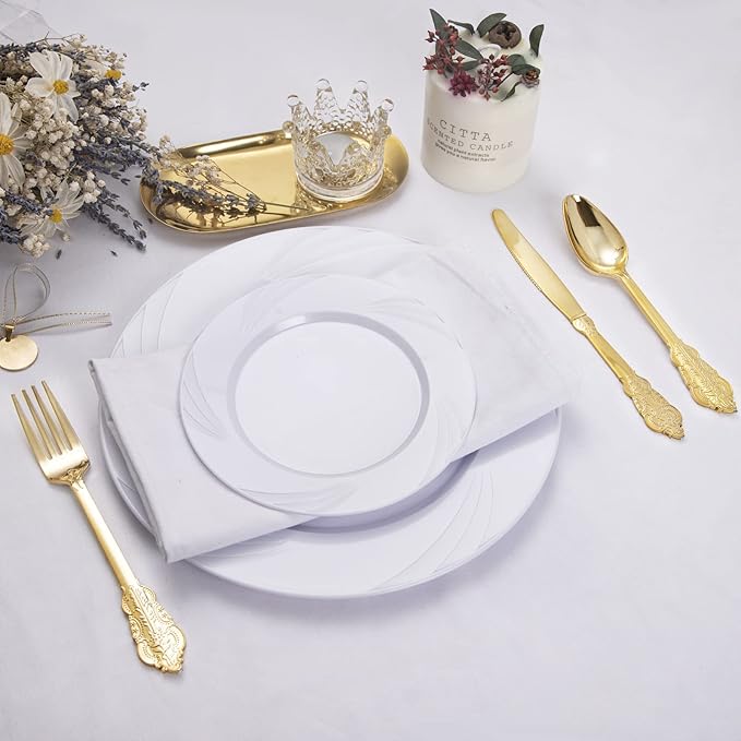 NOCCUR 180PCS Gold Plastic Cutlery Set - Image 7