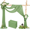 Wedding Arch Drapes, 4 Panels 28" x 20ft Sage Green Sheer Chiffon Curtains by HNPSTBNO