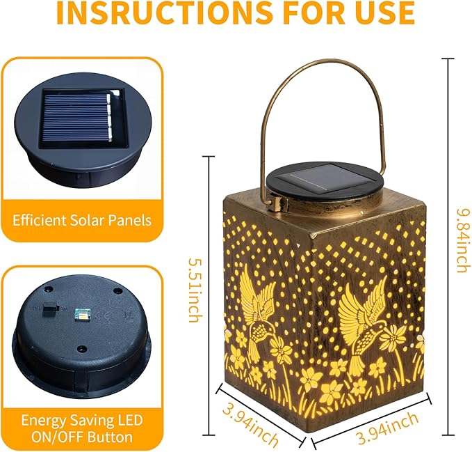 2 Pack Bronze Solar Lights Outdoor Waterproof Decorative - Image 4