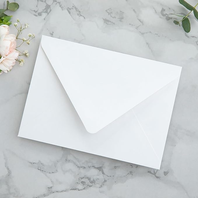 PONATIA 50PCS A7 Euro Flap Envelopes, 5.25 x 7.25'' White Envelopes - Image 6