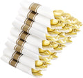 Supernal Set of 60 Wrapped Plastic Silverware Gold Pre Rolled Silverware Set by supernal