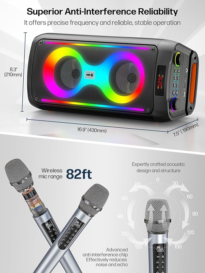 Karaoke Machine for Adults, Portable Bluetooth Speaker - Image 2