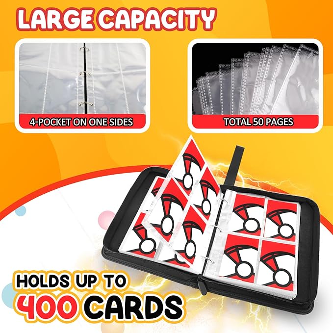 Trading Card Binder 4-Pockets, 400 Pockets Card Holder - Image 5