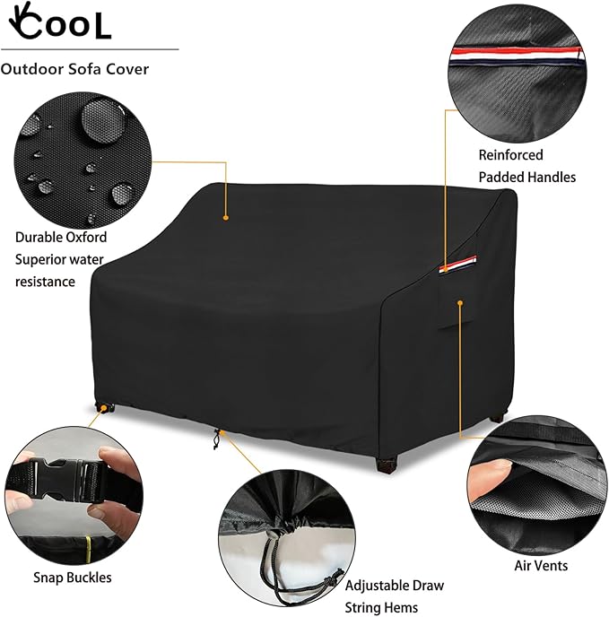 okcool Heavy Duty Patio Sofa Cover, 100% Waterproof 3-Seater Outdoor Sofa Cover - Image 3