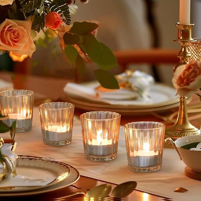 ComSaf Votive Candle Holders, Ribbed Tealight Candle Holder - Image 4