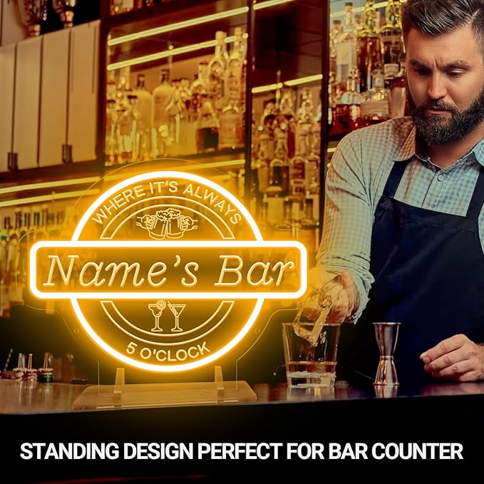 Custom Bar Neon Sign for Wall Decor, Personalized Cocktail Beer LED Light Up - Image 3
