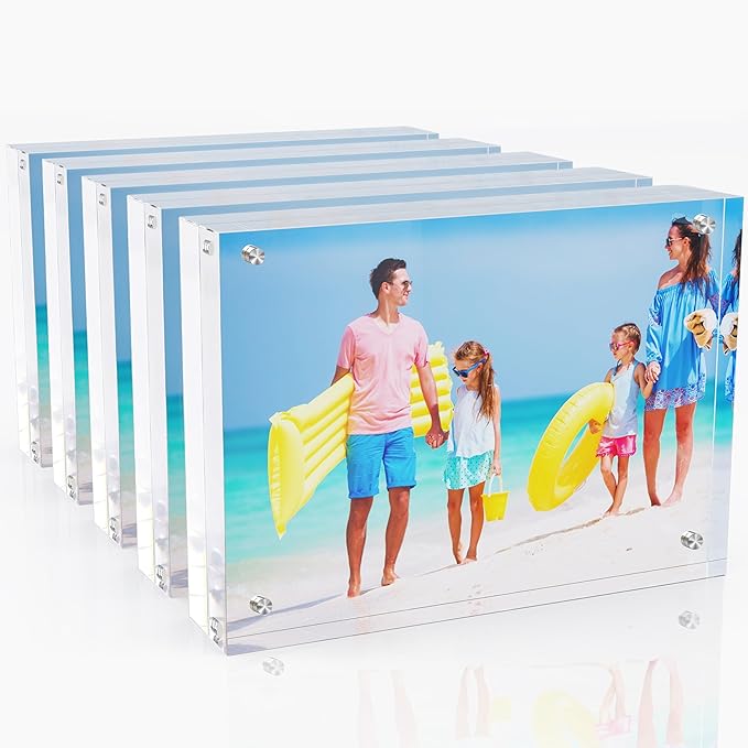 4x6 Inches Acrylic Picture Frames 5 Pack, Double Sided Magnetic Photo Frames by laapee