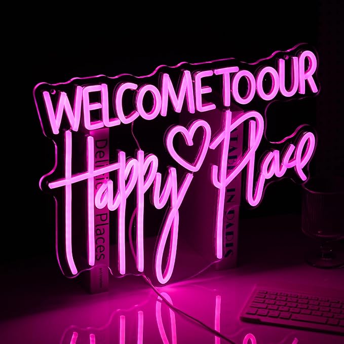 Welcome To Our Happy Place Neon Sign LED Pink Our Happy Place Neon Light - Image 5