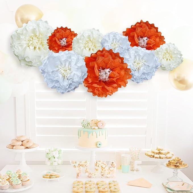 Yellow Paper Flower Pom Poms Wall Decorations - Image 4