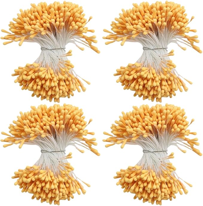 HAHIYO 700Pcs 2mm Orange-Yellow Matte Double Head Flower Stamen Pistil by HAHIYO