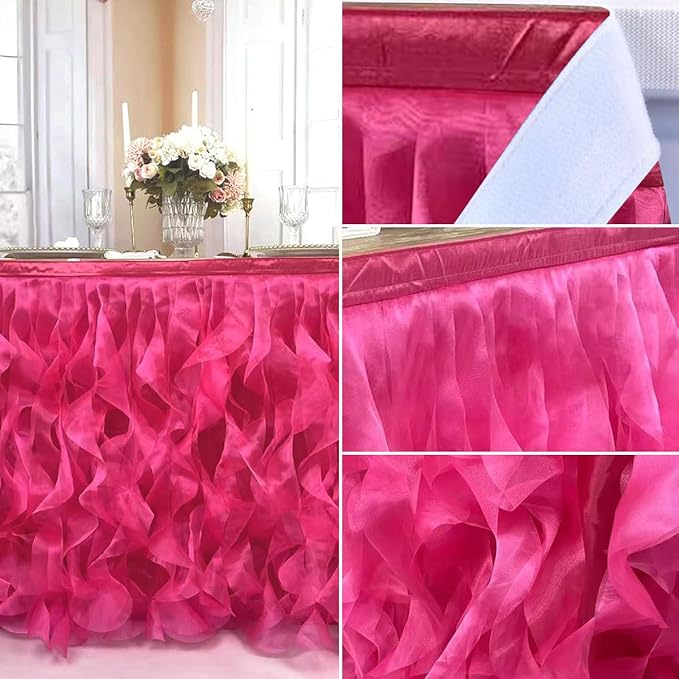 Luxury Organza Mesh Table Skirt Draping Floating Romance - Image 4