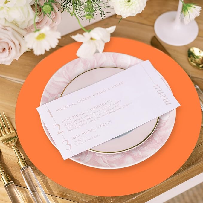 50 Pieces Orange Paper Place Mats Fall Pumpkin Spice Color Round Disposable - Image 7