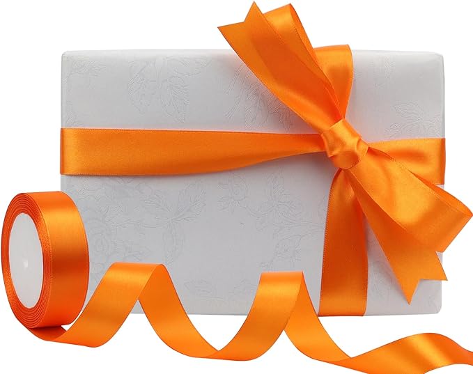 Orange Solid Satin Ribbon 1 Inch 25 Yards Solid Polyester Fabric Ribbon - Image 5