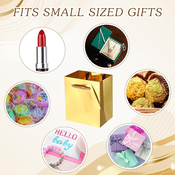 Sherr 100 Pack Mini Gift Bags Bulk, 4 x 2.75 x 4.5 Inches Paper Bags - Image 5