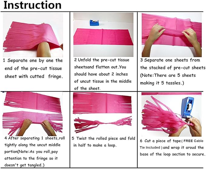 Shiny Tassel Garland Tissue Paper Tassels Banner Decoration - Image 3