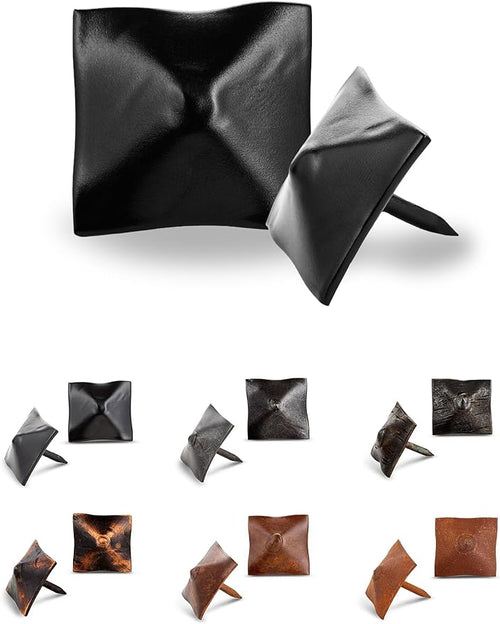 100 Pack 1" Square Head Iron Clavos Decorative Nails – Black – Handmade Rustic by BorderlandRusticHardware