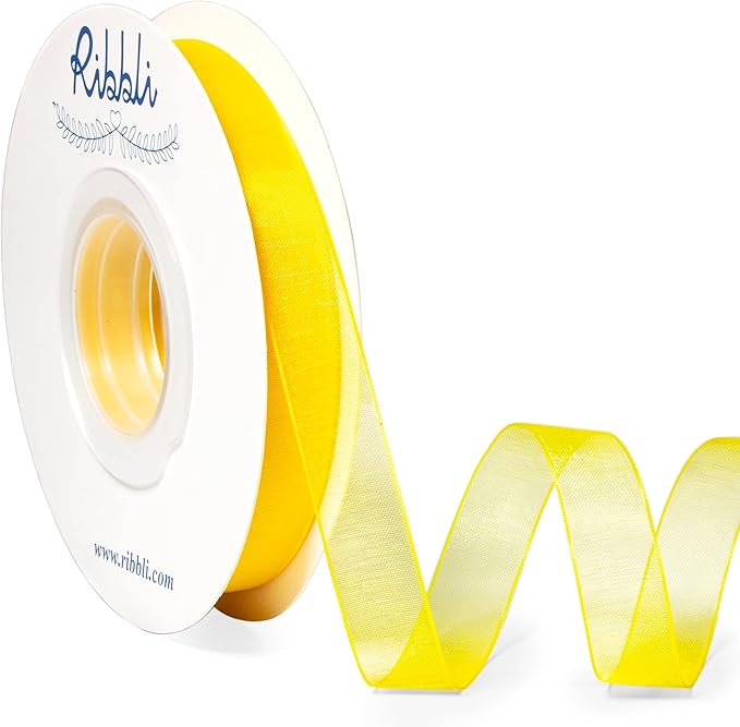 Ribbli Danffodil Yellow Organza Ribbon, 1/2 Inches x Continuous 50 Yard by Ribbli