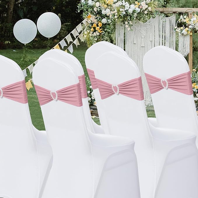 Howhic Pack of 30 Spandex Chair Sashes Bows Stretch Chair Cover Band - Image 7