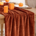 Terracotta Velvet Table Runner 3 Pack Fall Thanksgiving Burnt Orange Table by DeZerlor
