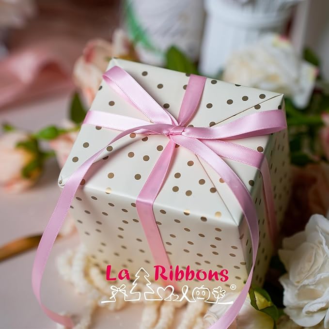 LaRibbons 3/8 Inch 25 Yard Double Faced Satin Ribbon, Rose Pink Small Satin - Image 2