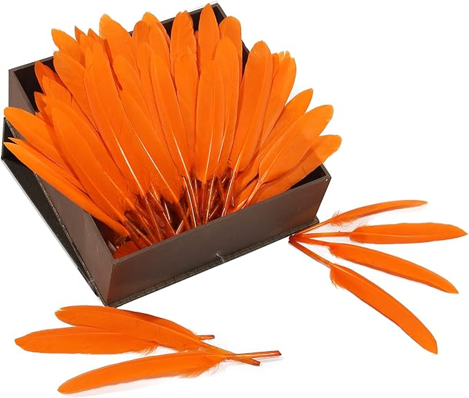 FeelfunFeather 120pcs Orange Goose Cochettes Feather Natural Bulk 4-6 inch - Image 5
