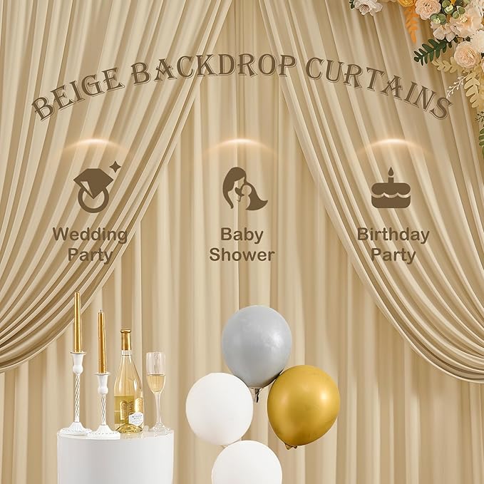 8 Panels Beige Backdrop Curtains - Image 7